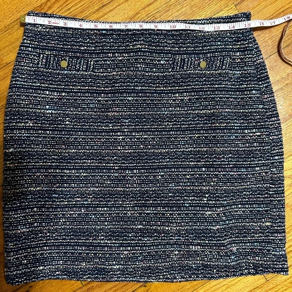 Ann Taylor LOFT Skirt Womens 8 Petite Tweed Mini Lined Faux Front Pockets